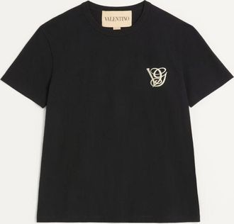 Valentino Cotton T-Shirt With Vg Patch Man BLACK 3XL