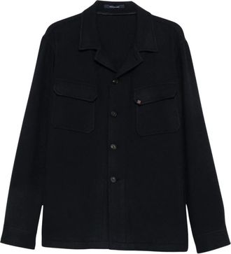 Tagliatore Jassen, Heren, Blauw, XL, Calvin Flap-pocket Shirt Jacket