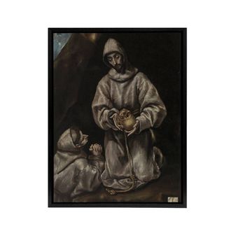Artery8 St Francis Brother Leo Meditating on Death El Greco Framed Canvas Art | Size: W24 x H32