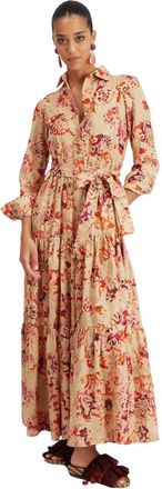 La DoubleJ Whimsical Maxi Jurk - Dames - Maxi kleedjes - Beige - M - Katoen - Kleedjes