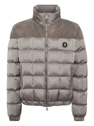 Billionaire Boys Club quilted suede-panel puffer jacket - men - Fabric - L - Grey