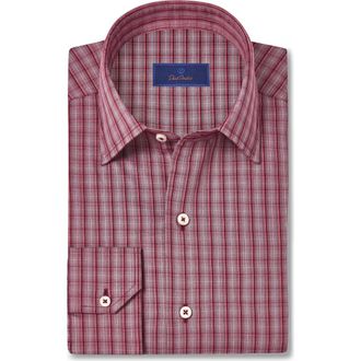 David Donahue Twill Check Sport Shirt in Burgundy at Nordstrom Rack, Size Xx-Large