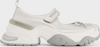 Charles & Keith Satin Bow Two-Tone Mary Jane Sneakers
