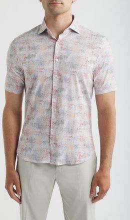 Johnnie-O Guffey Short Sleeve Button-Up Shirt in Khaki at Nordstrom, Size Xx-Large