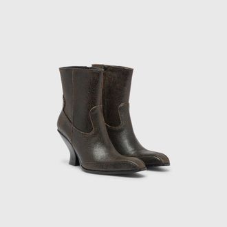Diesel D-Luffy-Ankle boots in crackled leather - Boots - Woman - Brown
