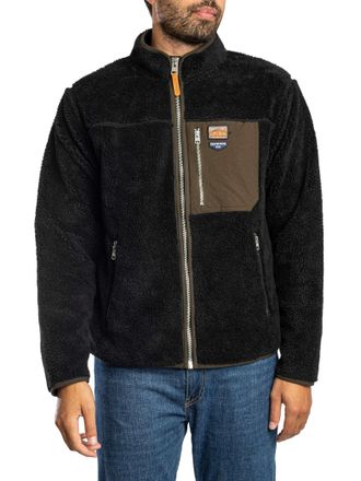 Superdry Vintage Retro Fleecejack Met Volledige Ritssluiting, Zwart