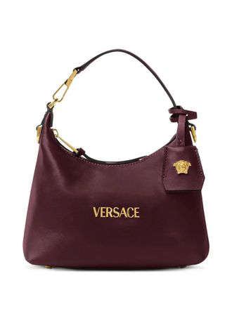 Versace logo-lettering shoulder bag - women - Lamb Skin/Polyester - One Size - Red