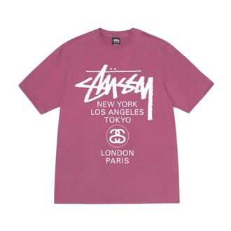 Stüssy Tops, Heren, Roze, L, Katoen, T-shirt met logo-print