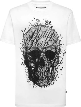 Philipp Plein T-shirt con decorazione Skull Coursive - Bianco