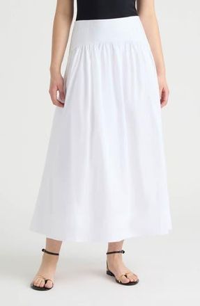 NVLT Poplin Gathered Midi Skirt in White at Nordstrom Rack, Size X-Large
