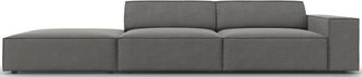 BLOOMINGLOFT 3-Sitzer Designsofa Jodie mit Ottomane links - Samtbezug