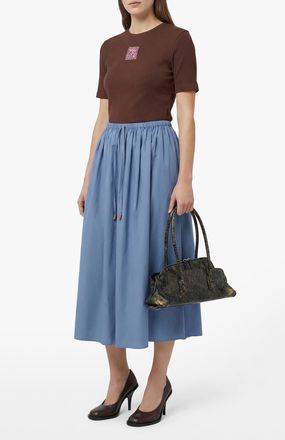 Marni T-shirt With Colorfully Embroidered Logo, Womens, Brown