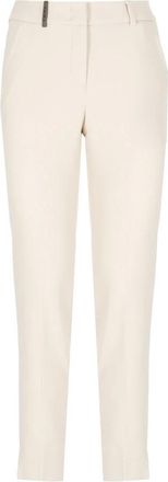 PESERICO Ivoor Broek met Riemlussen - Dames - Slim Fit Broeken - Beige - XS - Broeken