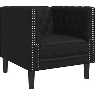 vidaXL Sill&oacute;n Chesterfield De Cuero Artificial Negro Vidaxl