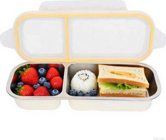 OEM Recipiente Para Aperitivos, Recipiente De Acero Inoxidable Para Alimentos 2 Compartimentos, Fiambrera Reutilizable Prueba Fugas Frutas Comidas