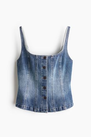 H&M Gekn&ouml;pftes Denimtop - Blue