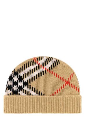 Burberry Beige Checks Beanie Cap