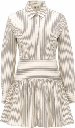 Staud Rocco Fitted Stripes Flared Mini Dress