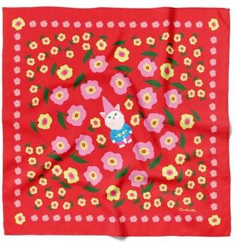 Centinelle Cat Garden Gnome Cotton Silk Bandana in Red at Nordstrom