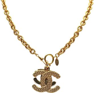 Chanel Collana placcata oro con pendente CC 1980-1990