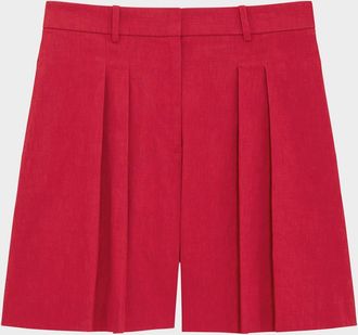 Theory Pleated Crunch Linen Shorts