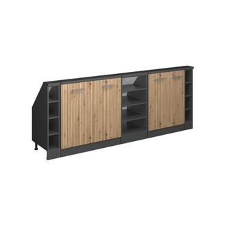 Vicco Armario De Cocina Para Techo Inclinado R-line, Roble Artesanal/antracita, 210 Cm Lote De 5, Vicco