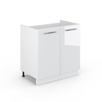 Vicco Armario Bajo Para Fregadero Fame-line, Blanco Alto Brillo, 80 Cm Sin Encimera, Vicco