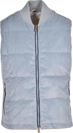Eleventy Velvet Gilet With Down Filling And Zippered Pockets