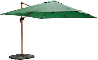 Oviala Parasol exc&eacute;ntrico inclinable cuadrado (3 x 3 m) + 4 losas de lastre