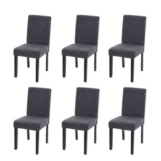 Hhg Hhg - Nunca Usado] Lote De 6 Sillas De Comedor Silla De Cocina Littau, Textil, Gris Antracita, Patas Oscuras