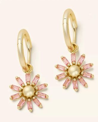 Kendra Scott Womens Madison Daisy Drop Huggie Hoop Earrings In Gold And Pink
