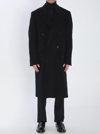 Lardini Double-Breasted Coat In Virgin Wool