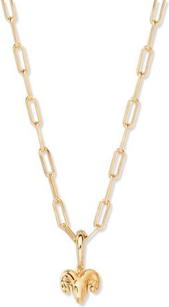 Brook & York Aries Zodiac Charm Paperclip Necklace in Gold/aries at Nordstrom