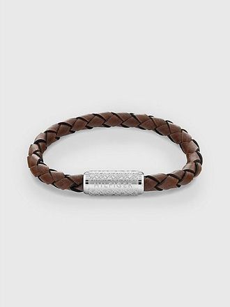 Tommy Hilfiger Pulsera de piel marr&oacute;n claro Exploded Braid