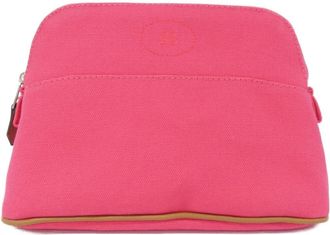 Hermès Silver Canvas Pouch (Pre-Owned)