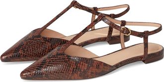 Cole Haan Marlah T-Strap Ballet Flats Womens Flat Shoes Dark Cuoio Snake Print Leather : 10.5 B - Medium, EVA/Leather/Polyester