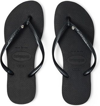 Havaianas Slim Crystal SW II Flip Flop Sandal Womens Shoes Black : EU 41-42 (US Mens 9-10 - Womens 11-12) M, Synthetic