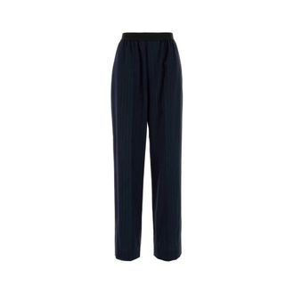 Balenciaga Pinstripe Wide-Leg Trousers - female - Balenciaga - Tapered Trousers - Blue - 2XS - Trousers