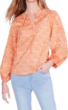 Nic+Zoe Susanna Swan Rays Top In Orange Multi