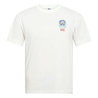 Nike Mens Nike Logo Alphabet Breathable Printing Short Sleeve White T-Shirt DA1490-101