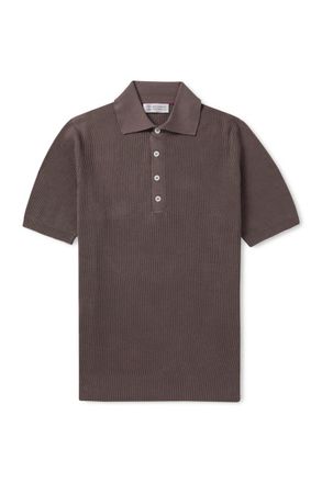 Brunello Cucinelli Ribbed Cotton Polo Shirt
