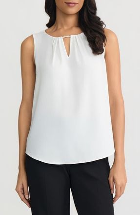 Kasper Faux Pearl Sleeveless Shell Top in Lily White at Nordstrom, Size X-Large P