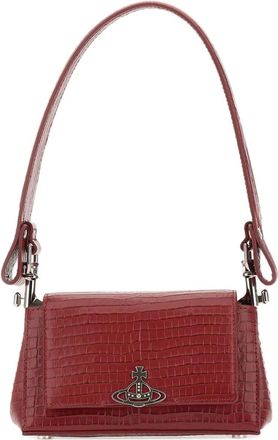 Vivienne Westwood Borsa a spalla con manici ed effetto coccodrillo - Rosso