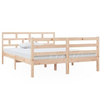 Berkfield Home Bed Frame Solid Wood Pine 140x190 cm in Light Tan