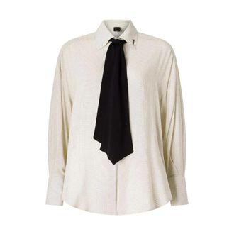 Pinko Camisa Oversize con Micro Lunares - Blouses & Shirts - Mujer - Blanco - XS