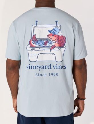 Vineyard Vines Big & Tall Redfish Cooler Pocket T-Shirt in Del Mar Blue at Nordstrom, Size Xxx-Large