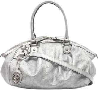 Gucci Pre-owned Handbags, female, Gray, Size: ONE SIZE Pre-owned Sukey Leather 2way Handbag