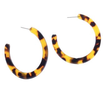 Generic Acrylic Marbled Lady Earring Leopard Round Hoop Earrings Women Tortoise Shell Jewelry Lovely and Professional Multicolor
