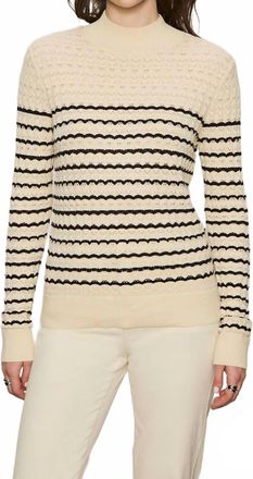 Sanctuary Forever Striped Mock Neck Top In Vanilla Creme W/ Black Stripe