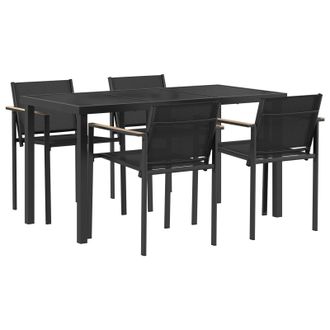 vidaXL Juego De Muebles De Exterior 5 Pcs Negro Y Antracita Textileno Vidaxl
